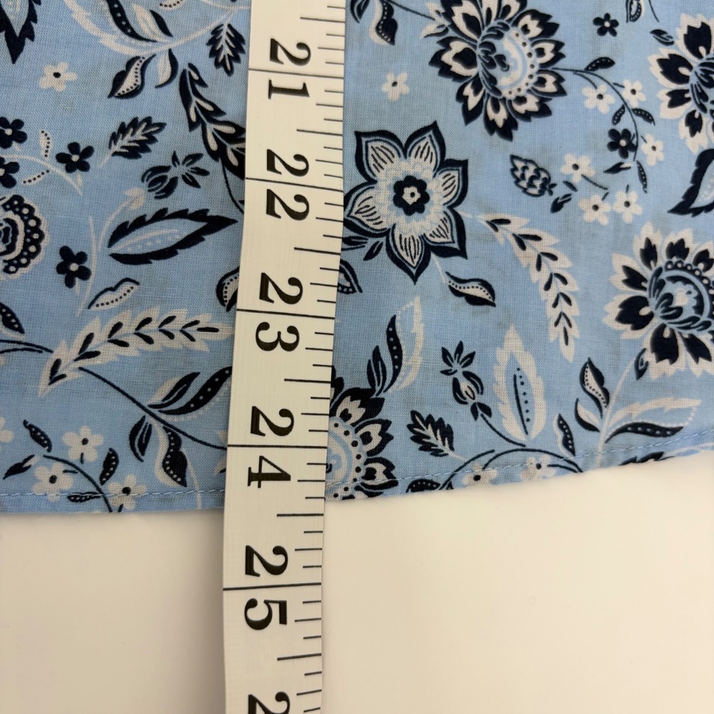 Ann Taylor Floral Blouse Blue Women Size M Flutter Sleeve Lyocell‎ Cotton Top - Picture 6 of 6